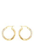 IBB 9ct yellow gold twist CZ creole earrings, UK version