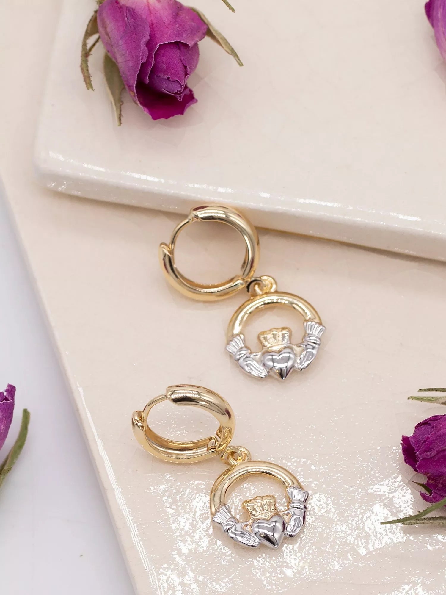 IBB Claddagh drop earrings 9ct yellow gold - British product