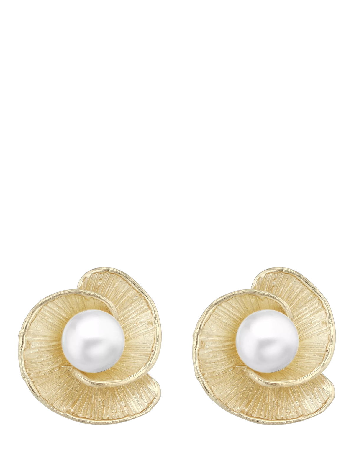 IBB 9ct yellow gold freshwater pearl flower stud earrings, imported from the UK