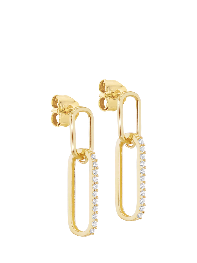 IBB gold drop earrings with cubic zirconia, UK version