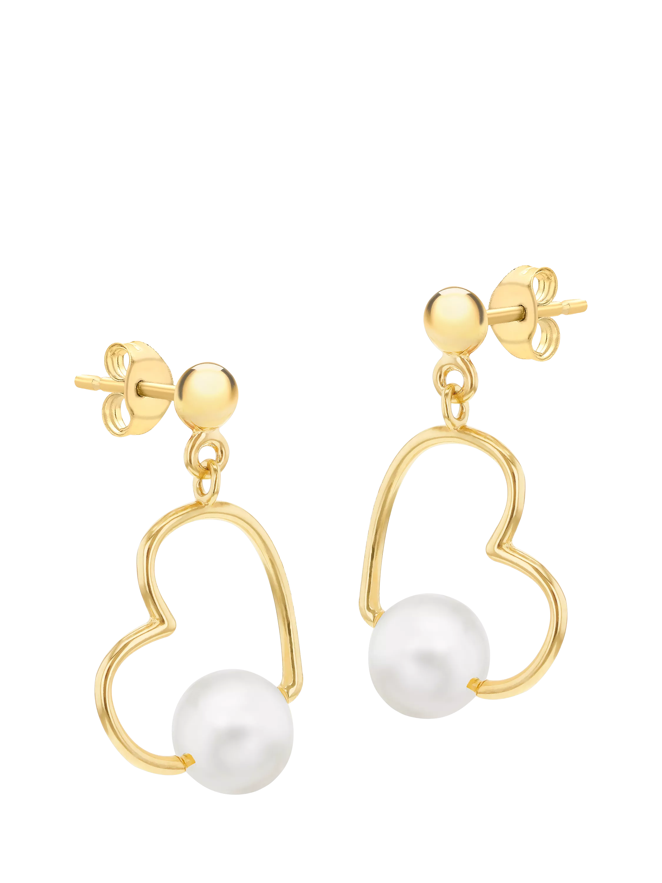 IBB freshwater pearl heart drop earrings yellow gold - British product