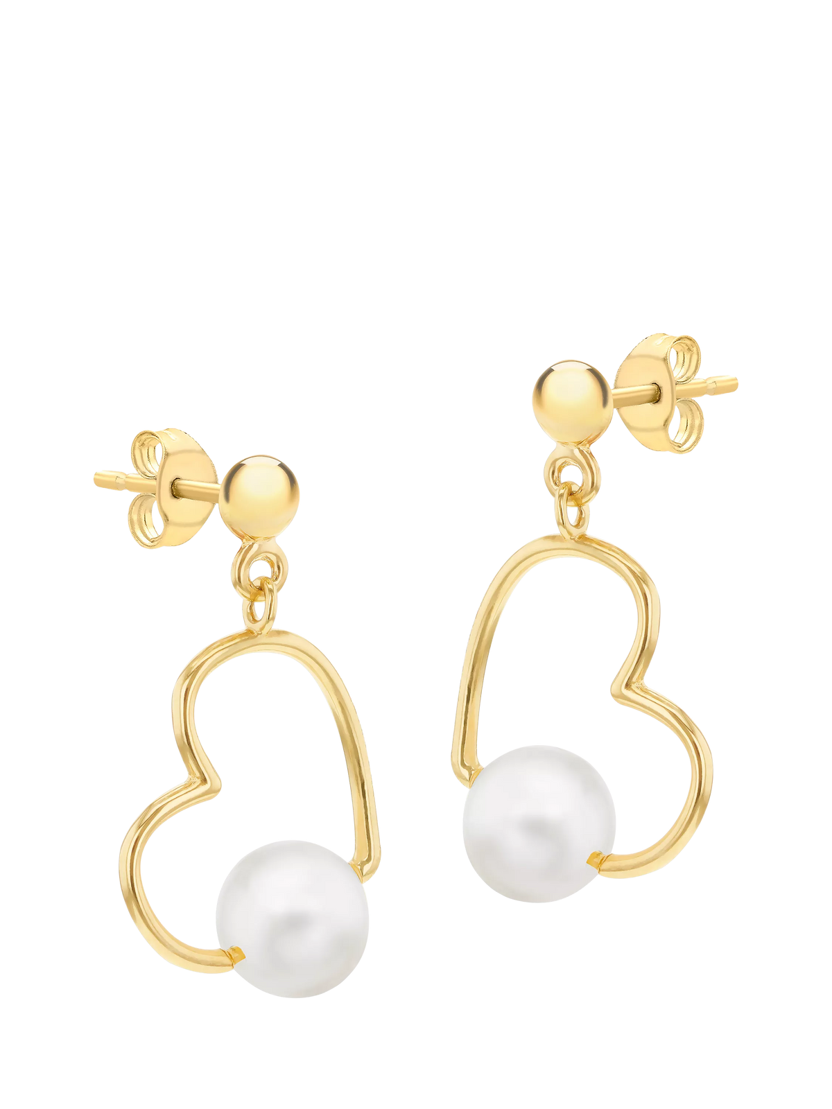 IBB freshwater pearl heart drop earrings yellow gold - British product
