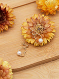 IBB freshwater pearl heart drop earrings yellow gold - British product