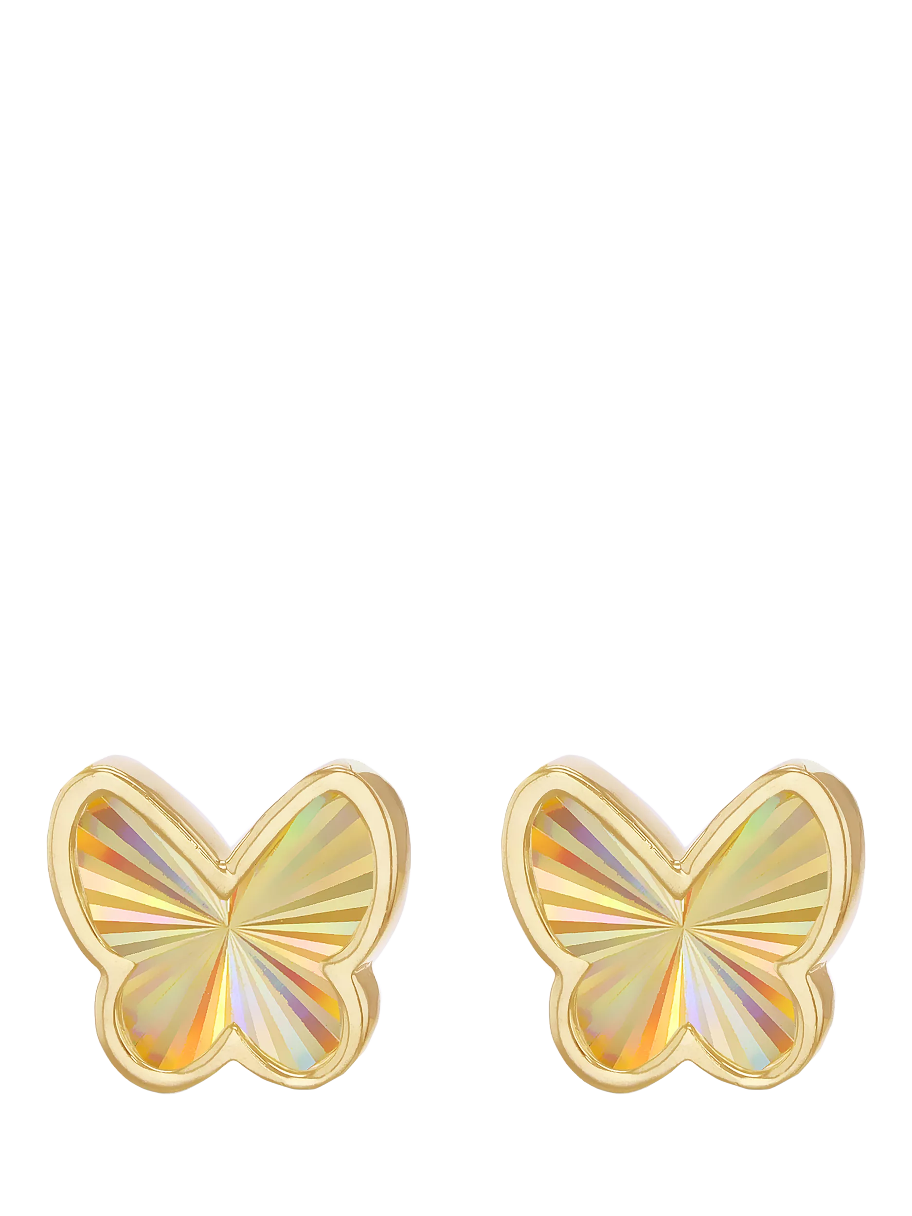 IBB 9ct yellow gold rainbow butterfly stud earrings, imported from the UK