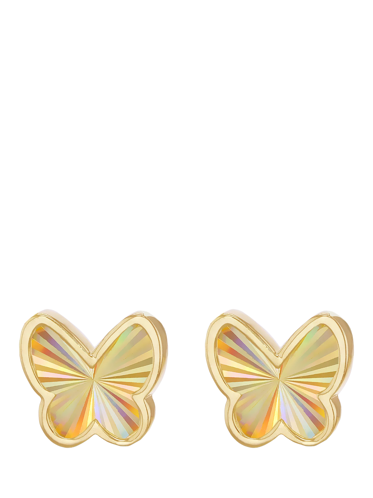 IBB 9ct yellow gold rainbow butterfly stud earrings, imported from the UK