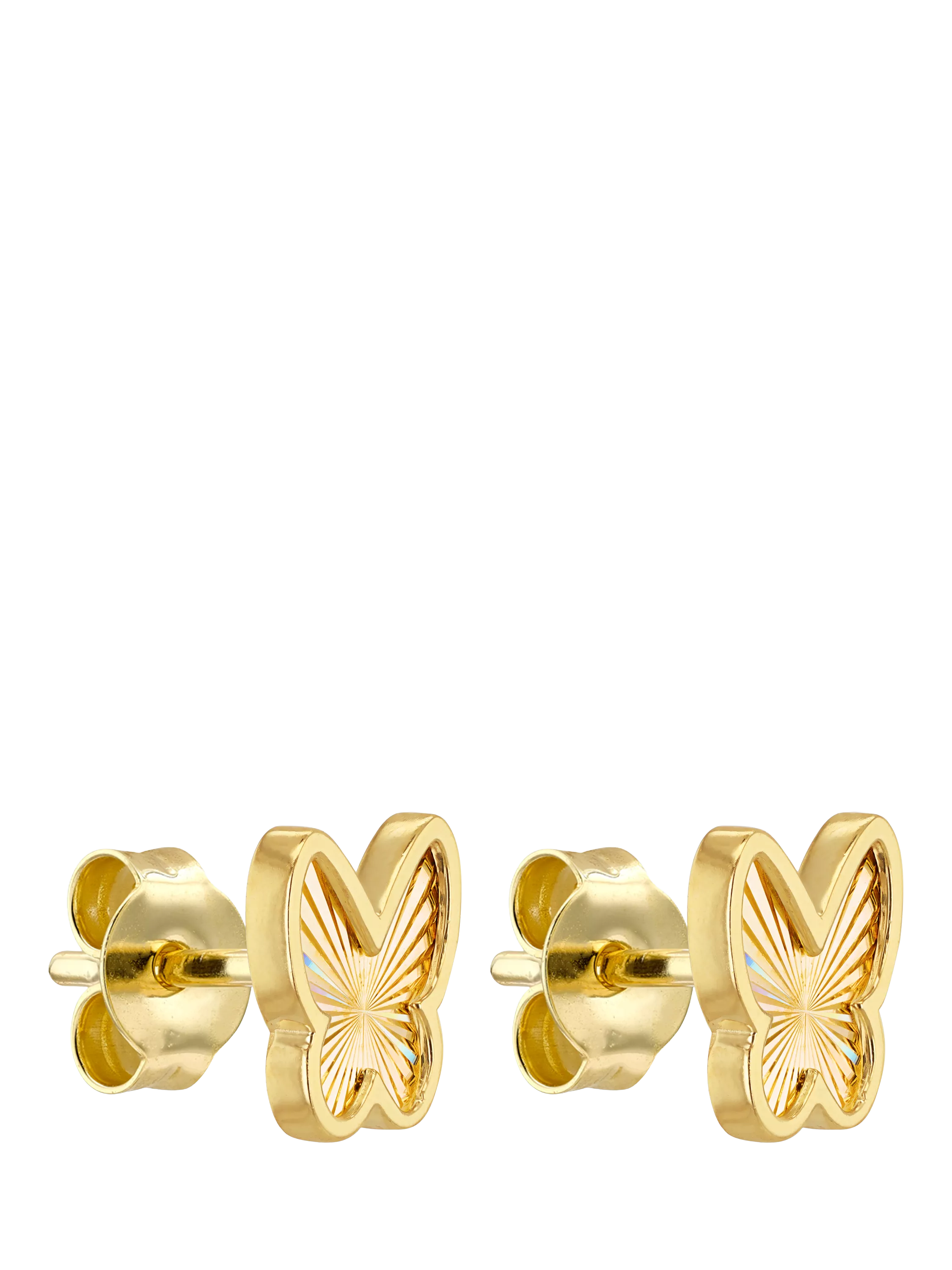 IBB 9ct yellow gold rainbow butterfly stud earrings, imported from the UK