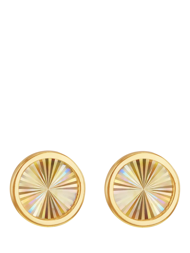 IBB 9ct yellow gold rainbow circle stud earrings, imported from the UK
