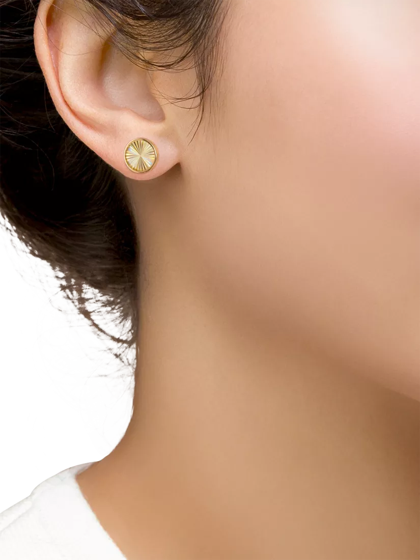 IBB 9ct yellow gold rainbow circle stud earrings, imported from the UK