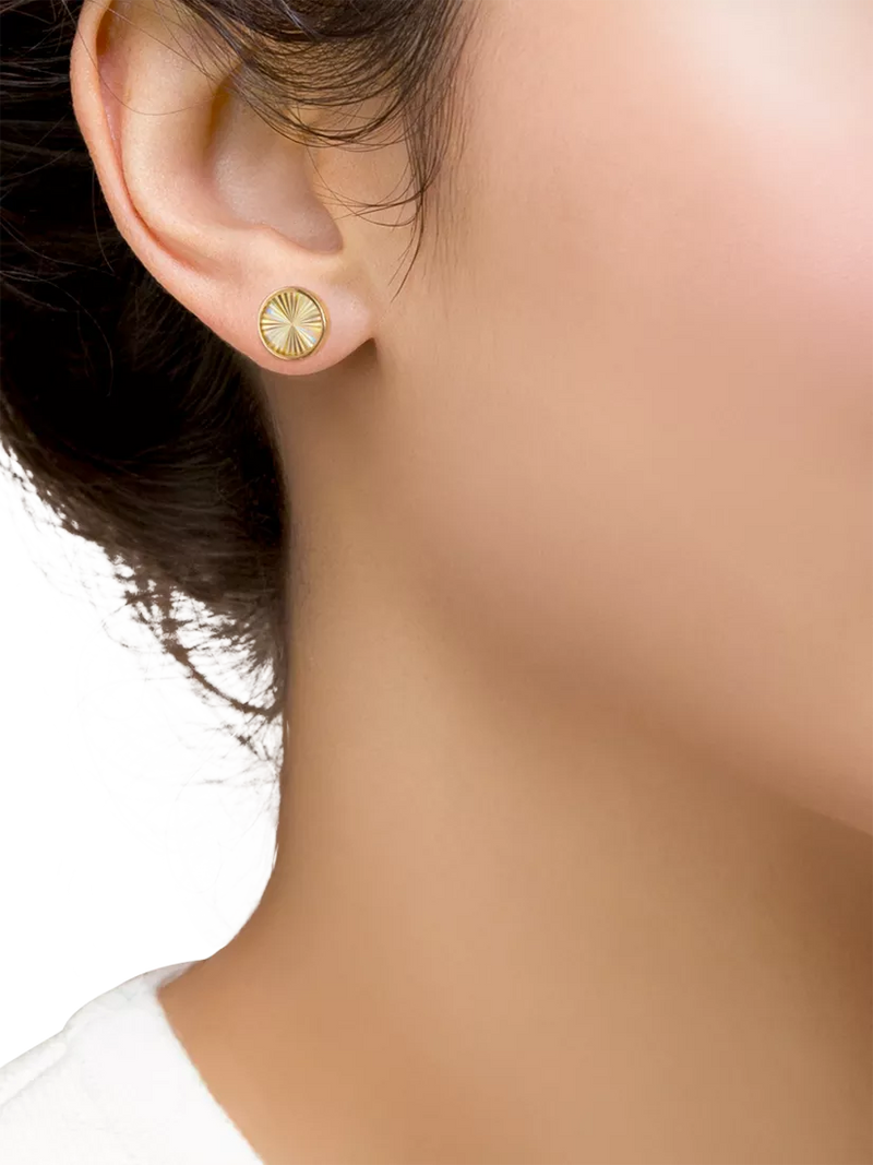 IBB 9ct yellow gold rainbow circle stud earrings, imported from the UK