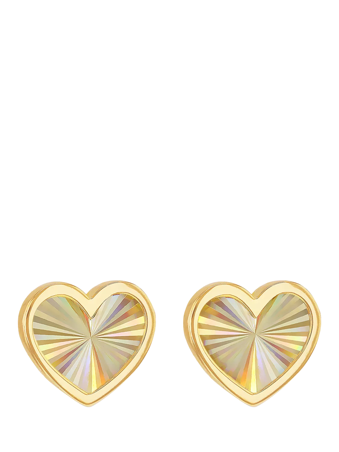 IBB 9ct yellow gold rainbow heart stud earrings, UK version