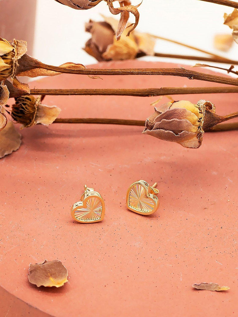 IBB 9ct yellow gold rainbow heart stud earrings, UK version