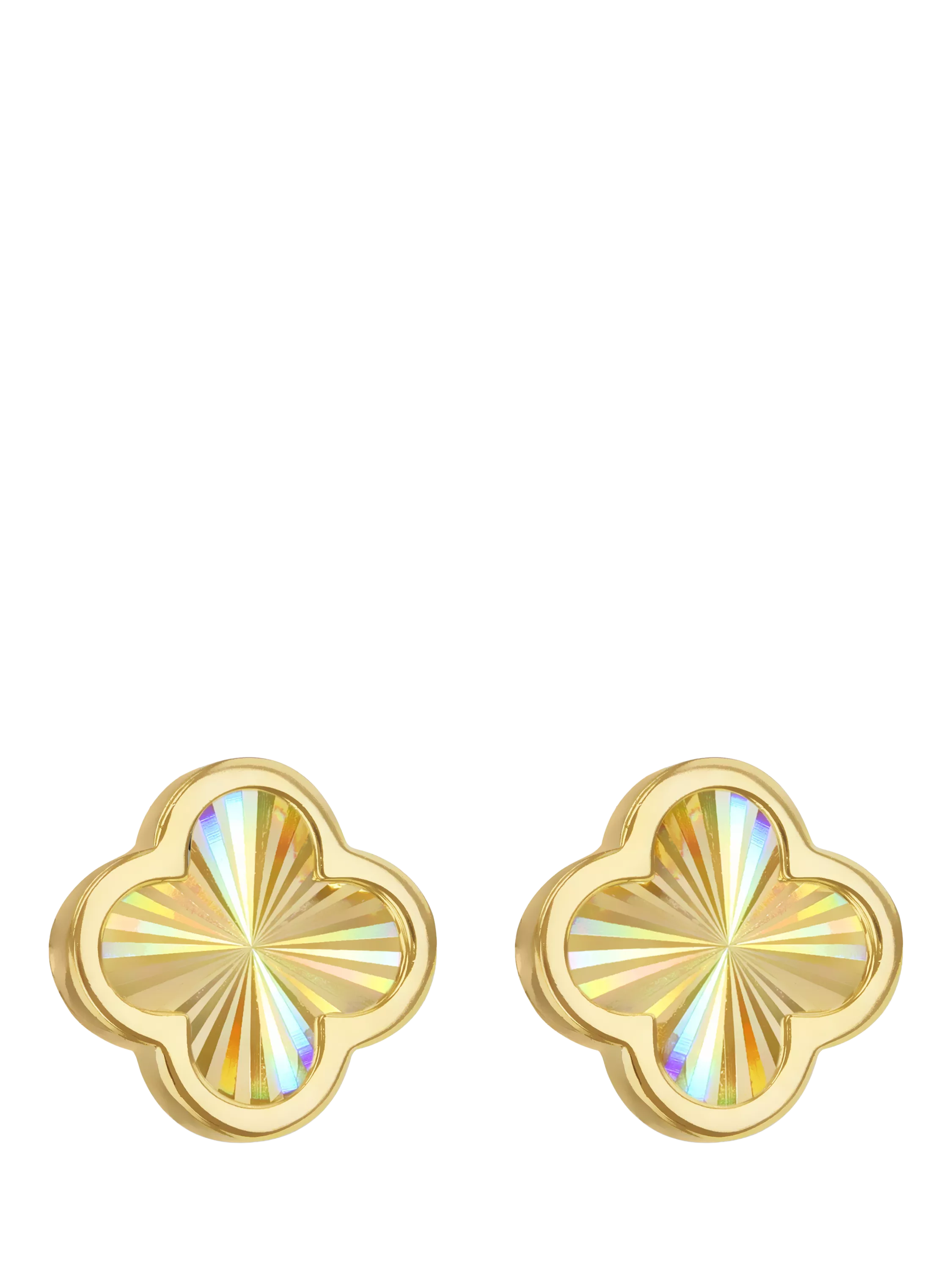 IBB 9ct yellow gold rainbow petal stud earrings, imported from the UK