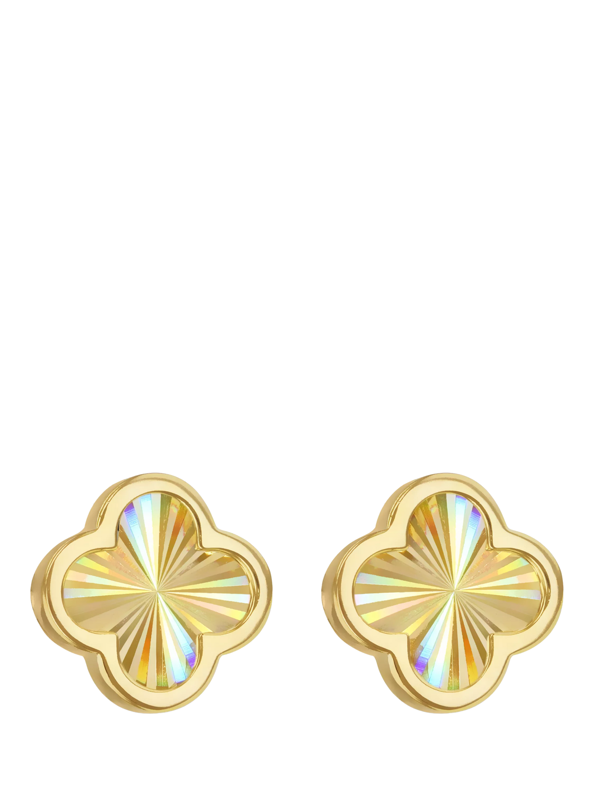 IBB 9ct yellow gold rainbow petal stud earrings, imported from the UK