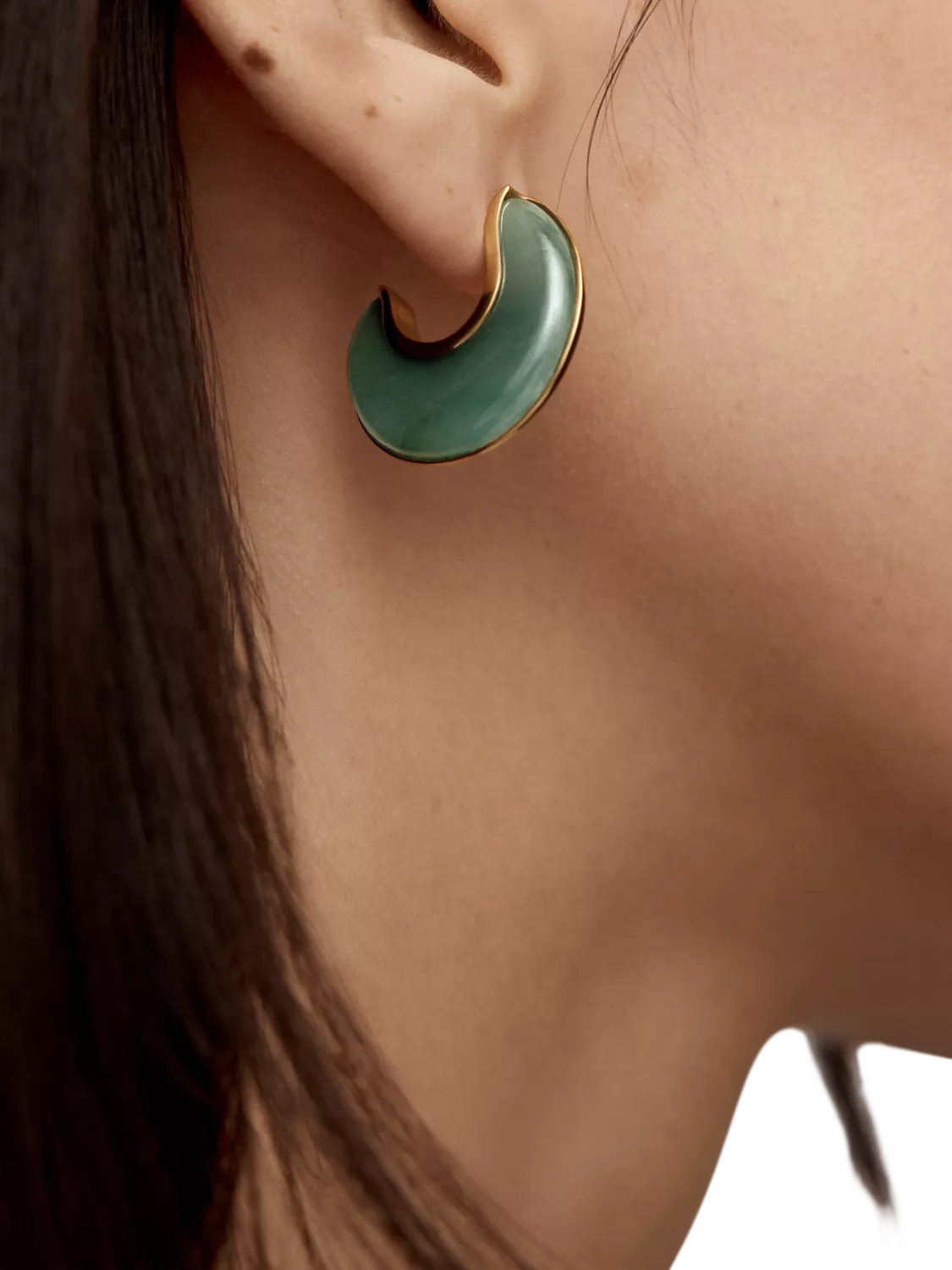 Monica Vinader reversible aventurine hoop earrings, imported from the UK