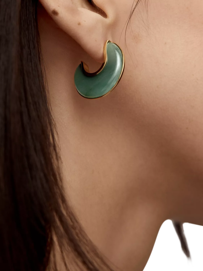 Monica Vinader reversible aventurine hoop earrings, imported from the UK