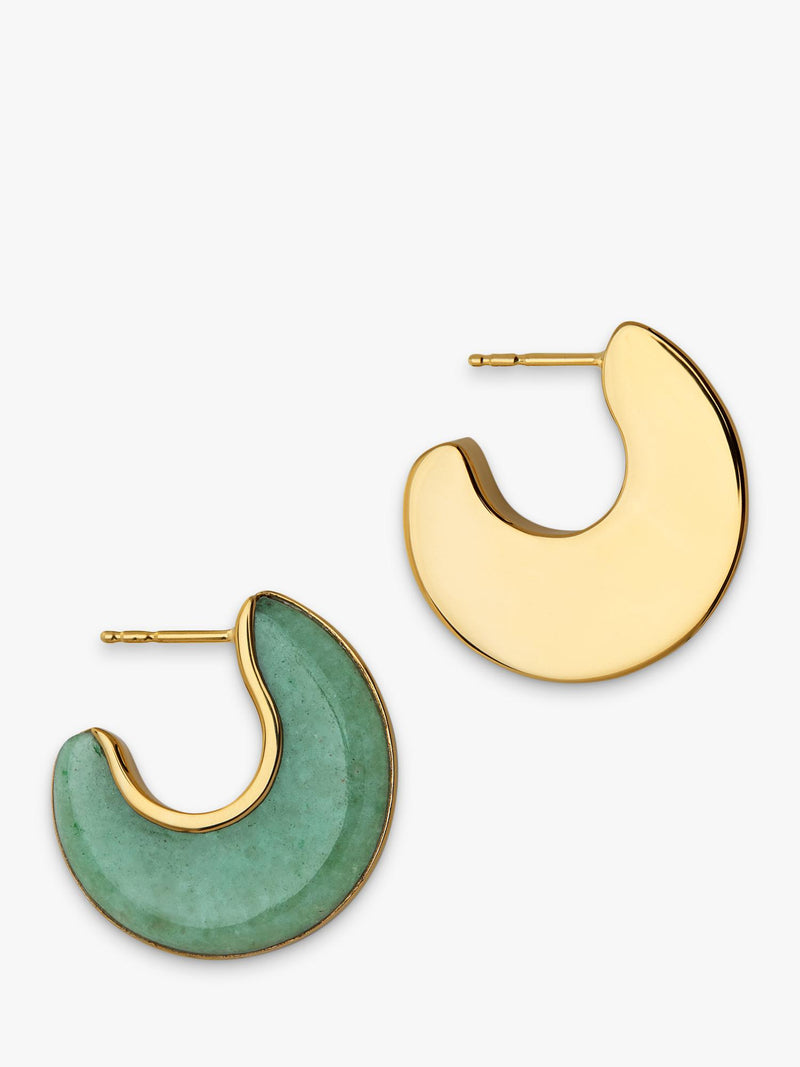 Monica Vinader reversible aventurine hoop earrings, imported from the UK