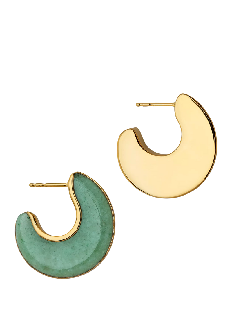 Monica Vinader reversible aventurine hoop earrings, imported from the UK