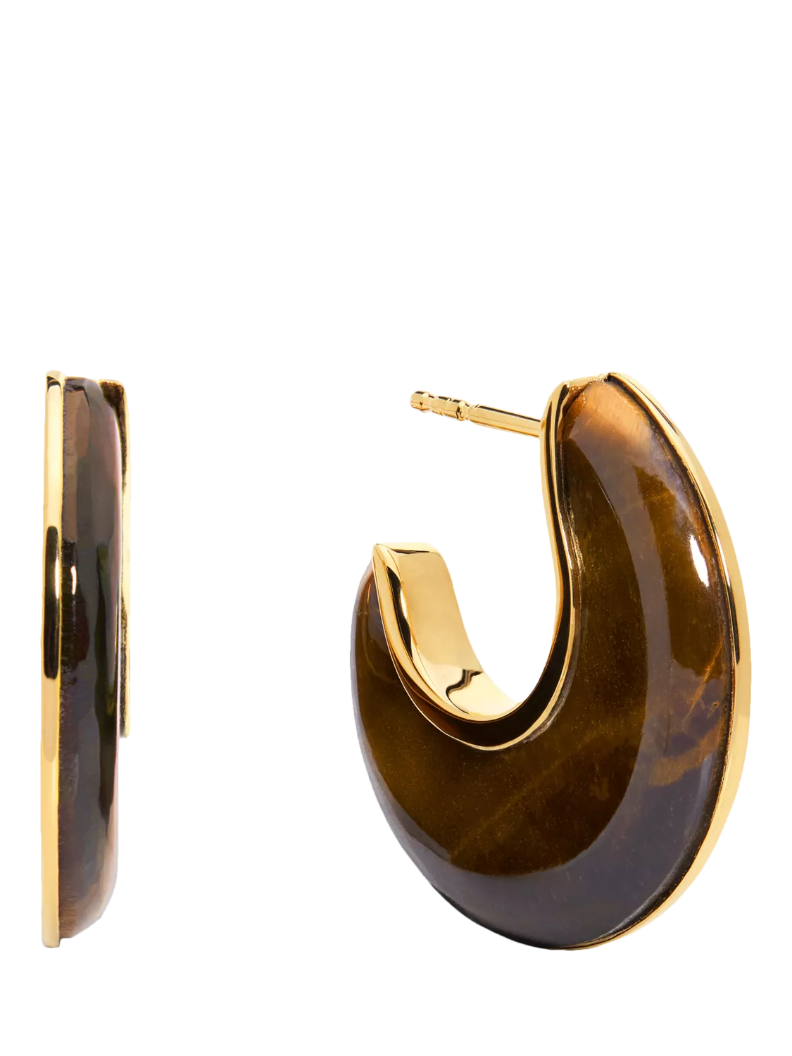 Monica Vinader reversible Tiger's Eye hoop earrings 2.5cm (British brand)