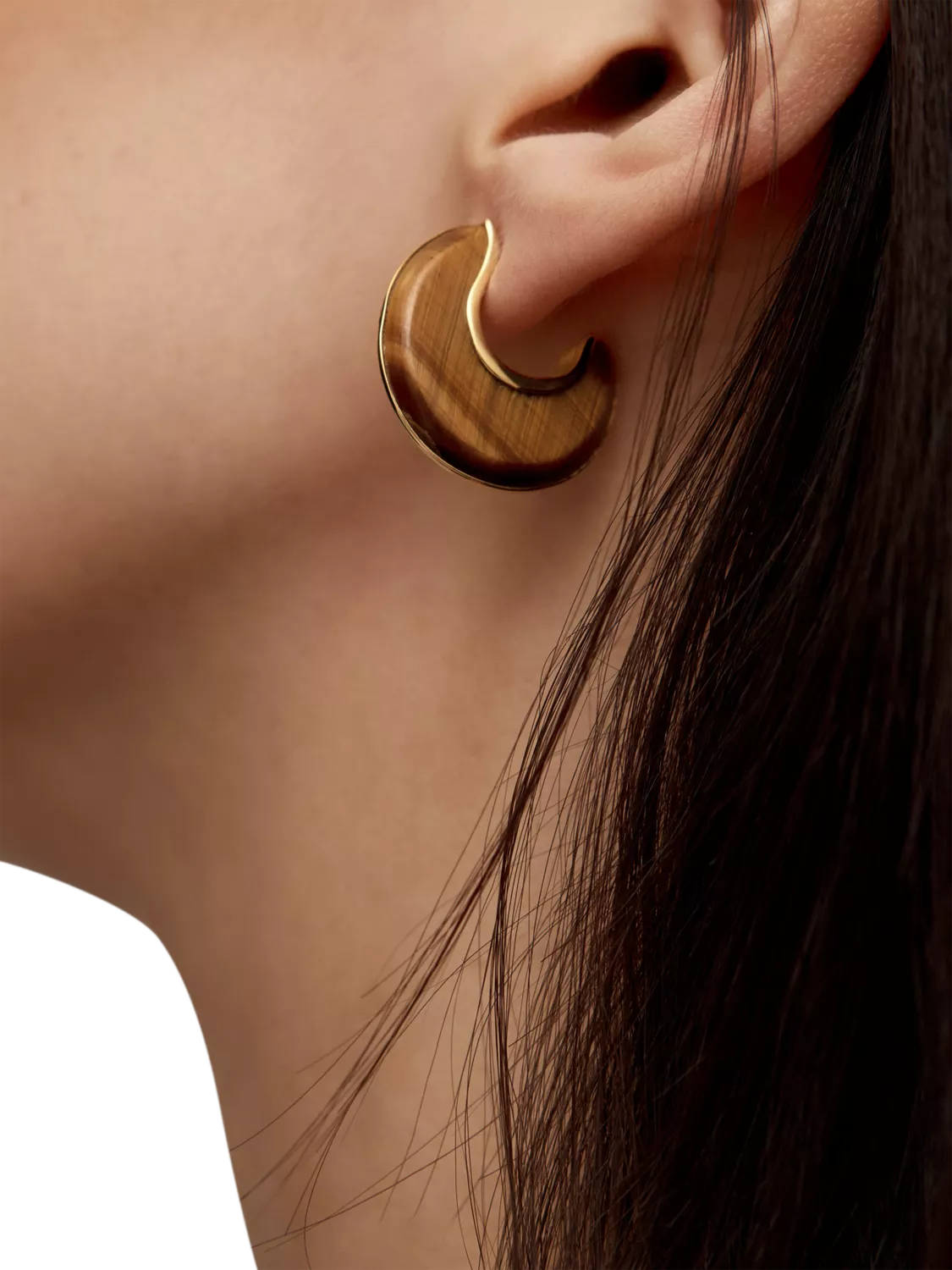 Monica Vinader reversible Tiger's Eye hoop earrings 2.5cm (British brand)