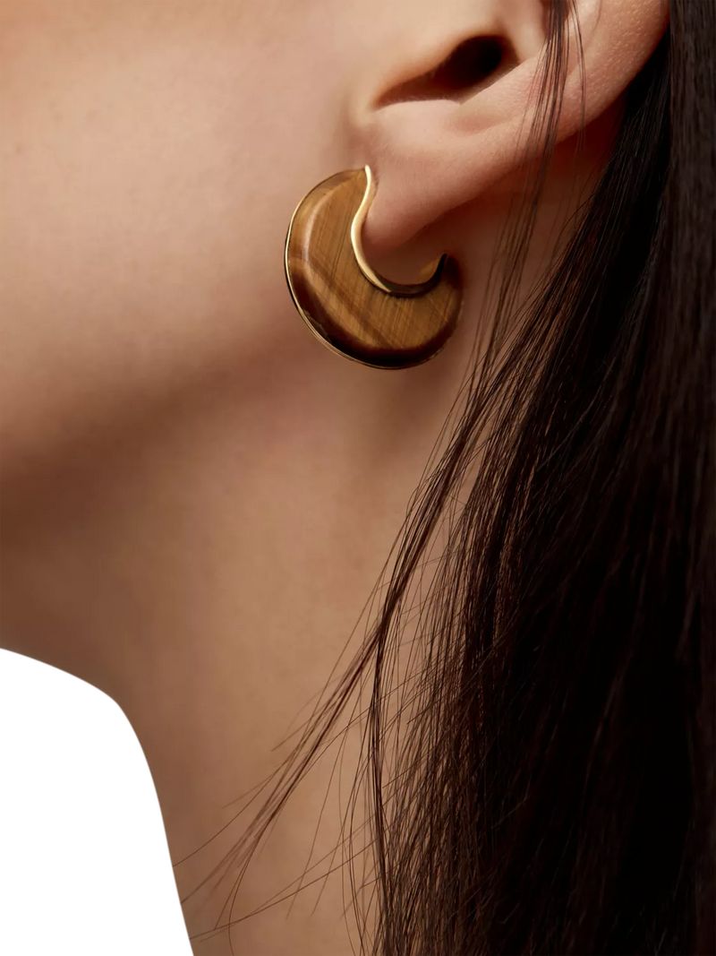 Monica Vinader reversible Tiger's Eye hoop earrings 2.5cm (British brand)