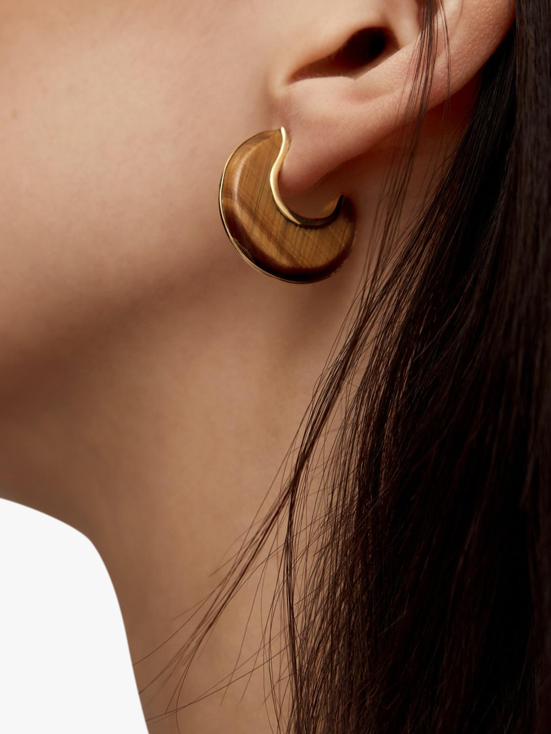Monica Vinader reversible Tiger's Eye hoop earrings 2.5cm (British brand)