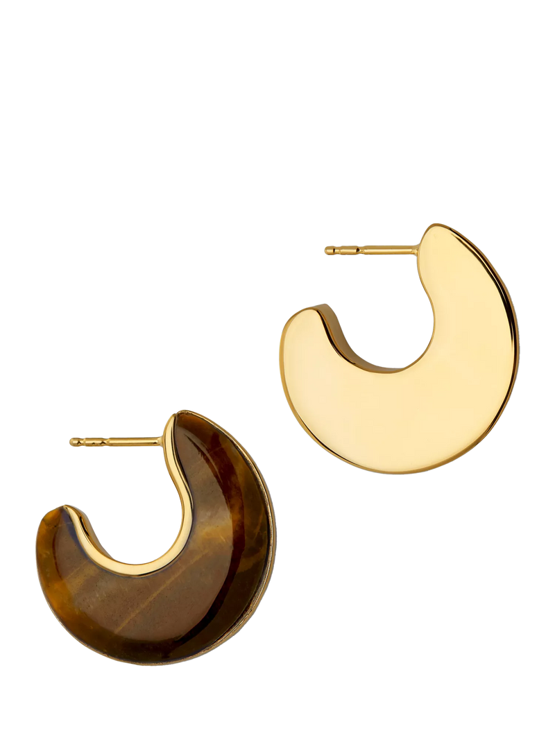 Monica Vinader reversible Tiger's Eye hoop earrings 2.5cm (British brand)
