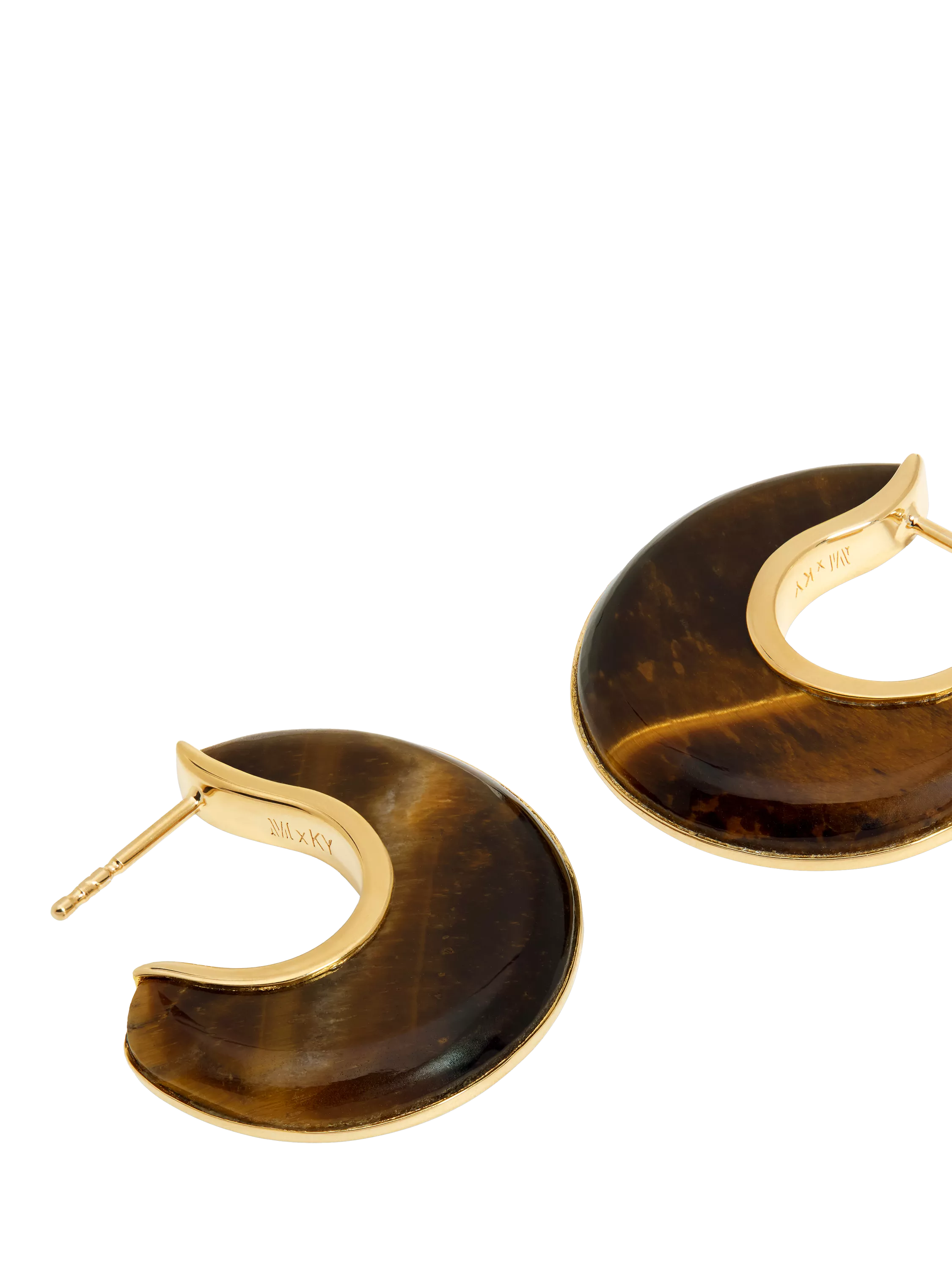 Monica Vinader reversible Tiger's Eye hoop earrings 2.5cm (British brand)