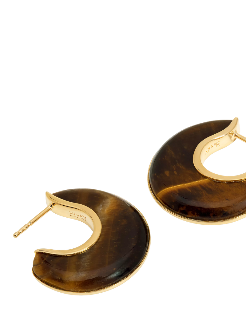 Monica Vinader reversible Tiger's Eye hoop earrings 2.5cm (British brand)