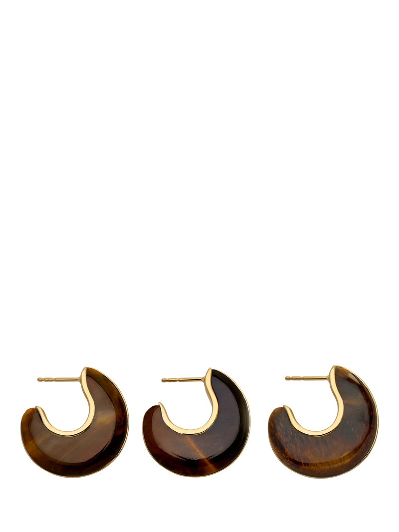 Monica Vinader reversible Tiger's Eye hoop earrings 2.5cm (British brand)