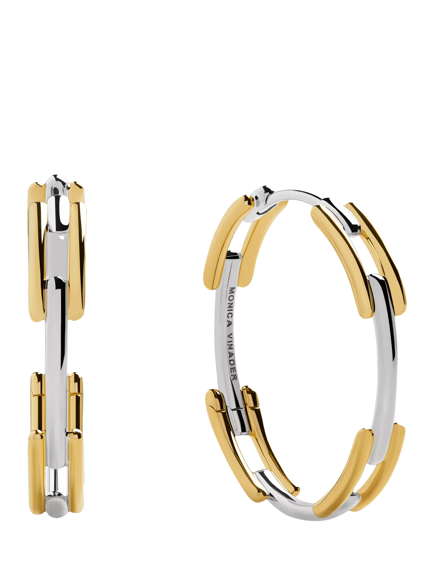Monica Vinader signature hoop earrings gold silver 2.5cm (British brand)
