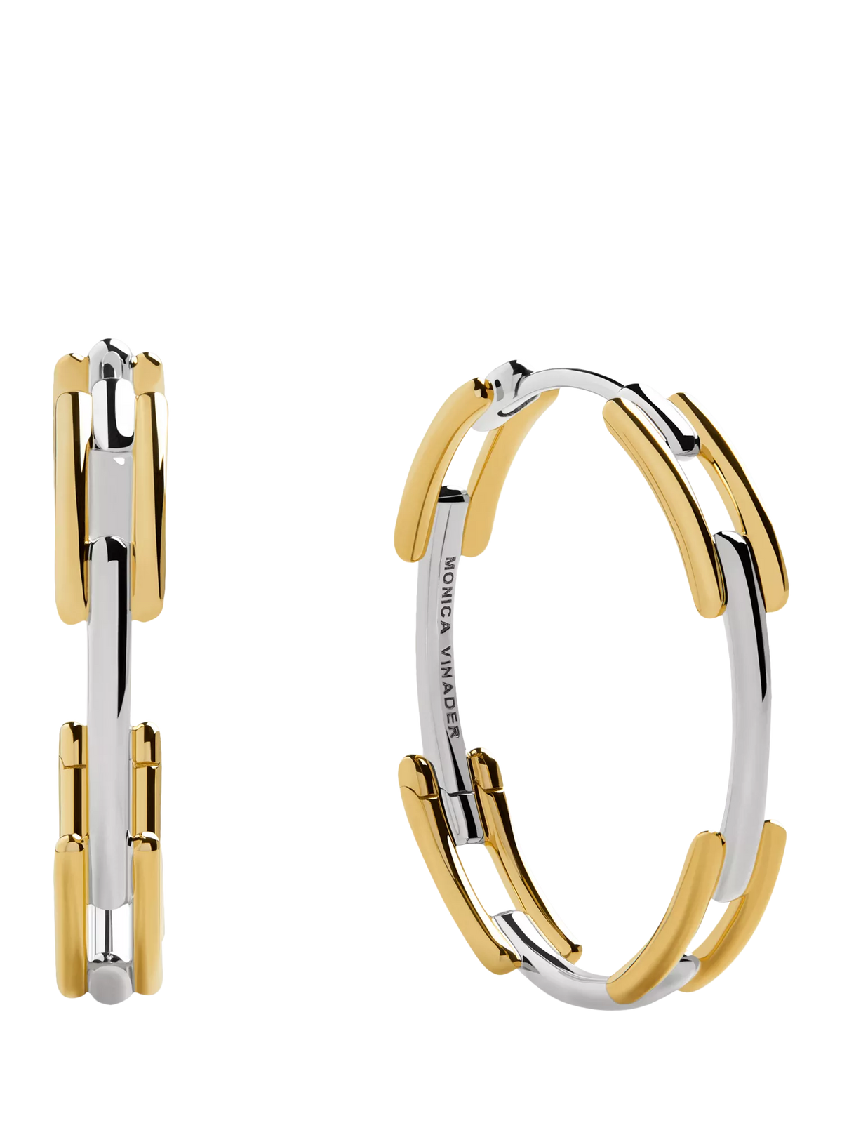 Monica Vinader signature hoop earrings gold silver 2.5cm (British brand)