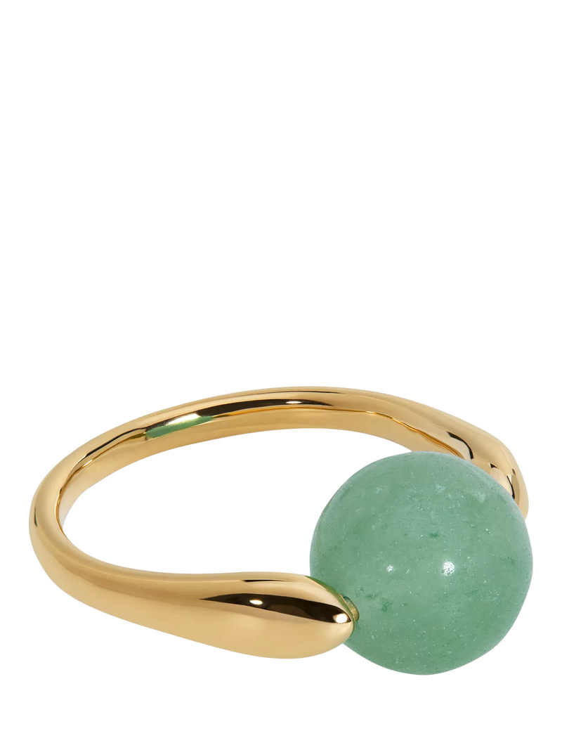 Monica Vinader green aventurine ring 10mm bead, imported from the UK