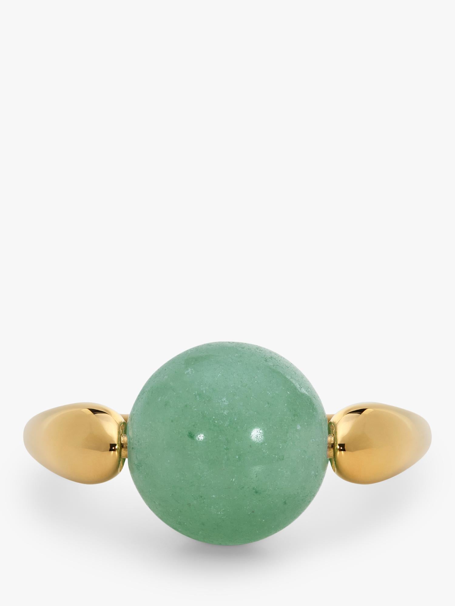 Monica Vinader green aventurine ring 10mm bead, imported from the UK