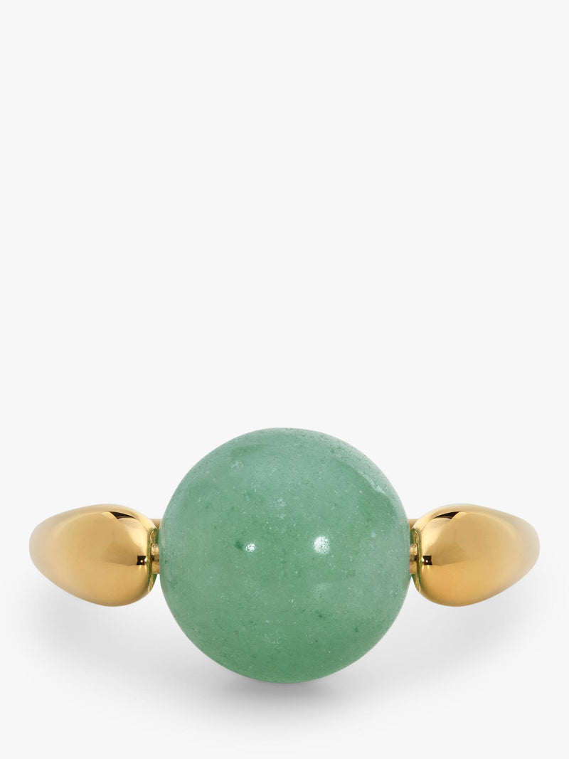 Monica Vinader green aventurine ring 10mm bead, imported from the UK