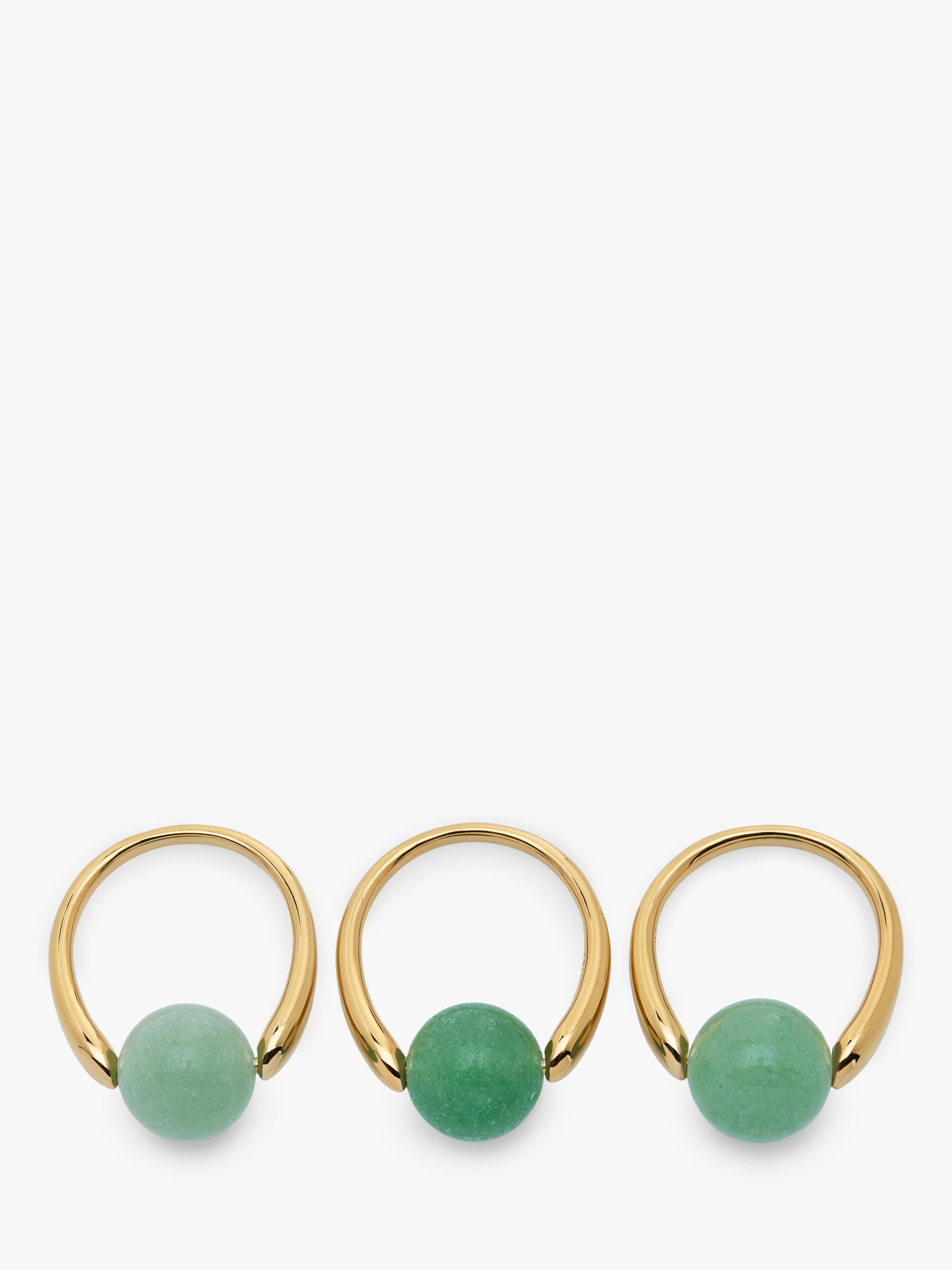 Monica Vinader green aventurine ring 10mm bead, imported from the UK