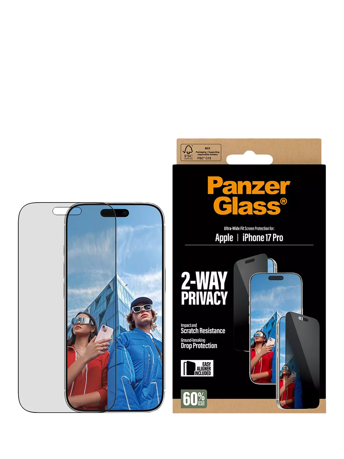 PanzerGlass Ultra-Wide privacy screen protector for iPhone 17 Pro (British brand)