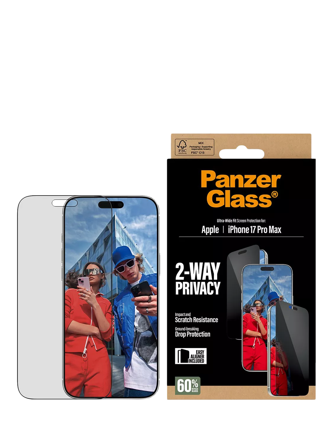 PanzerGlass ultra-wide privacy screen protector for iPhone 17 Pro Max (British brand)
