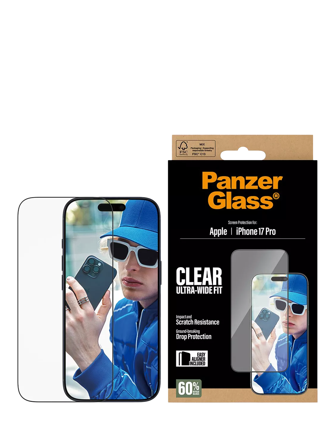 PanzerGlass screen protector Ultra-Wide for iPhone 17 Pro (British brand)