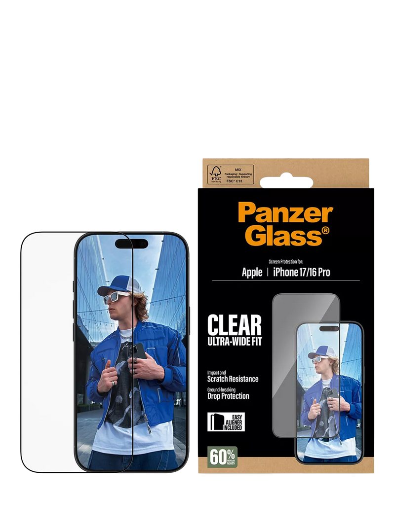 PanzerGlass Ultra-Wide Screen Protector for iPhone 17/16 Pro, imported from the UK