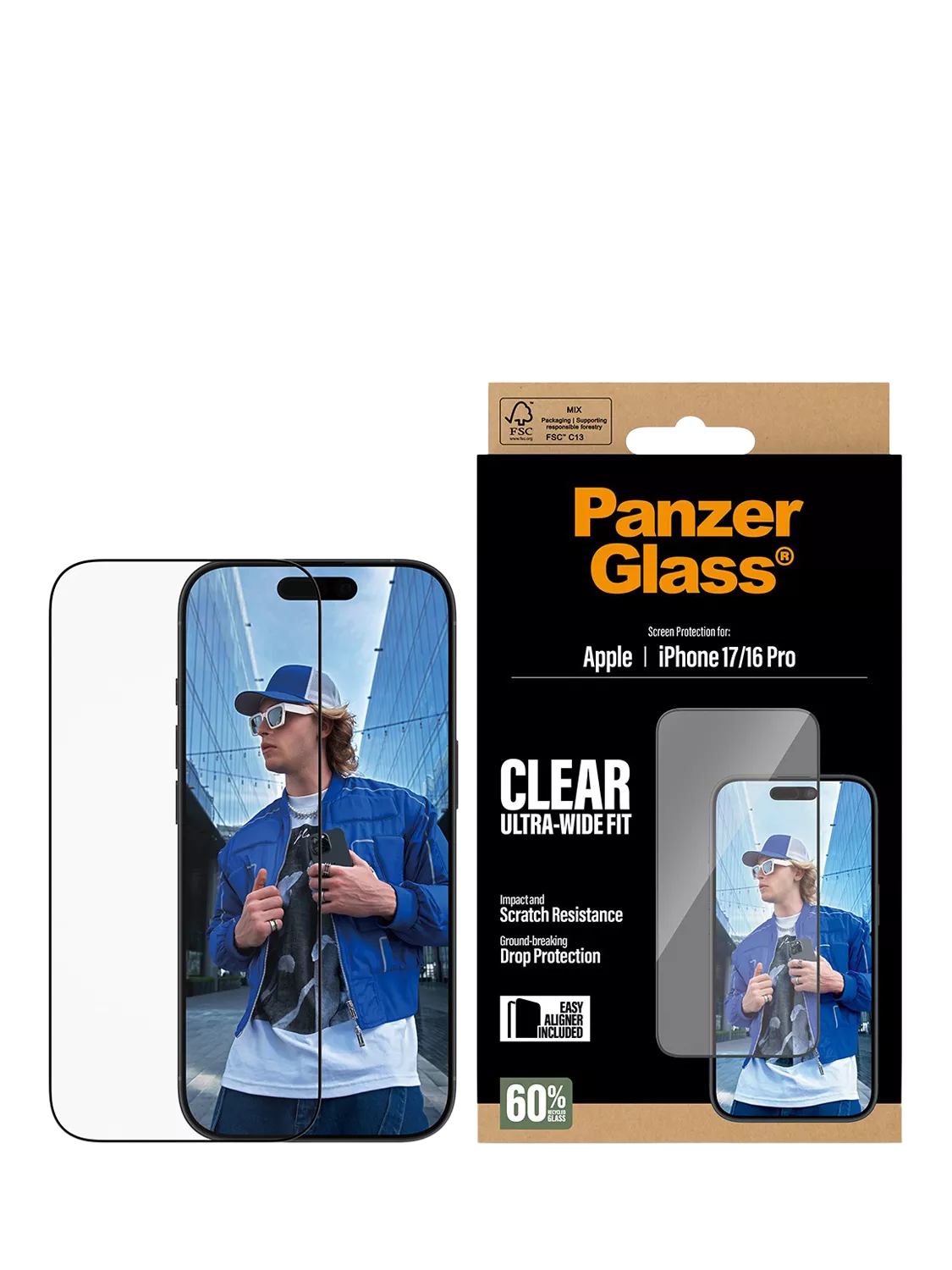 PanzerGlass Ultra-Wide Screen Protector for iPhone 17/16 Pro, imported from the UK