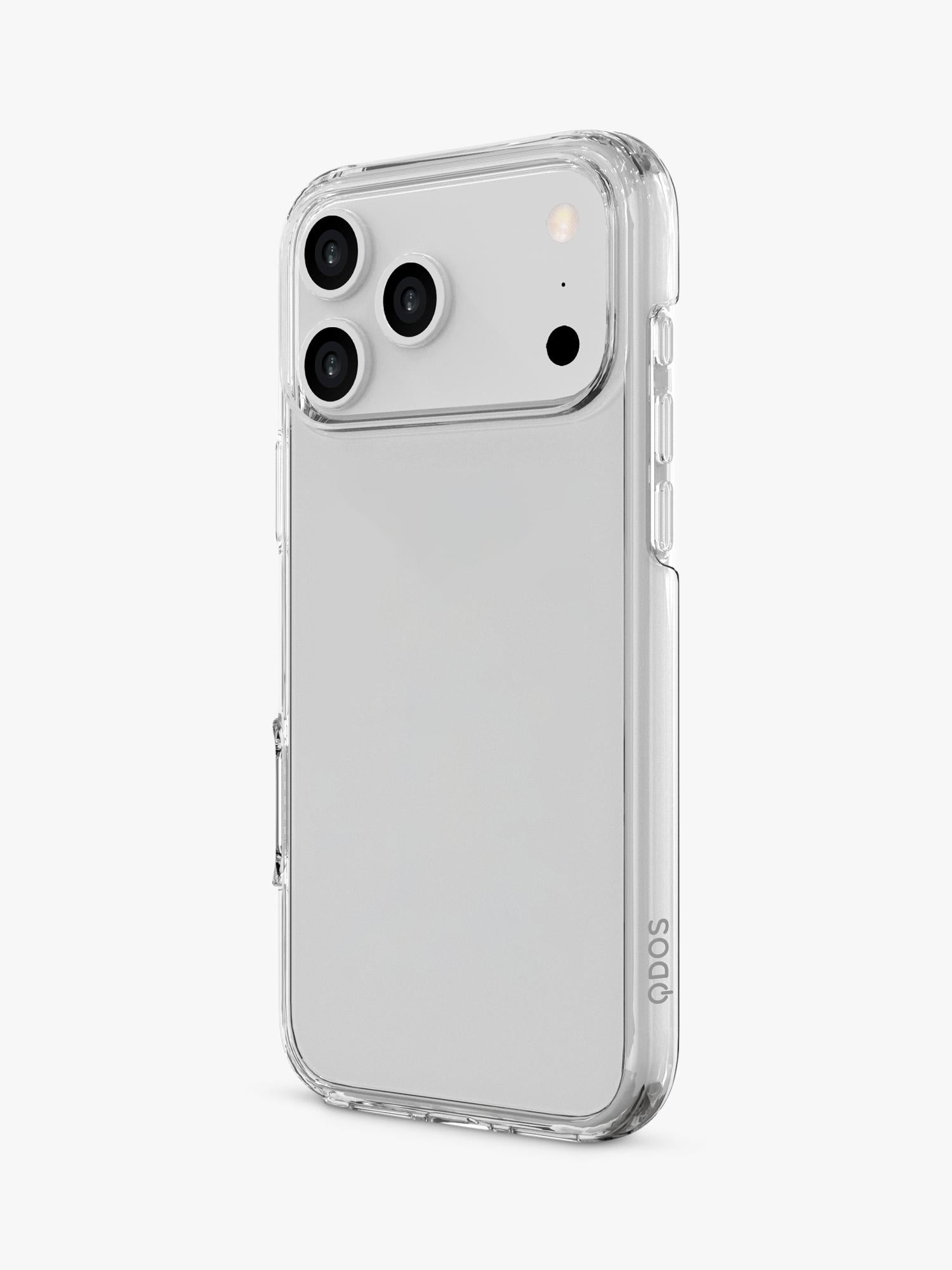 QDOS hybrid case for iPhone 17 Pro Max clear - British product