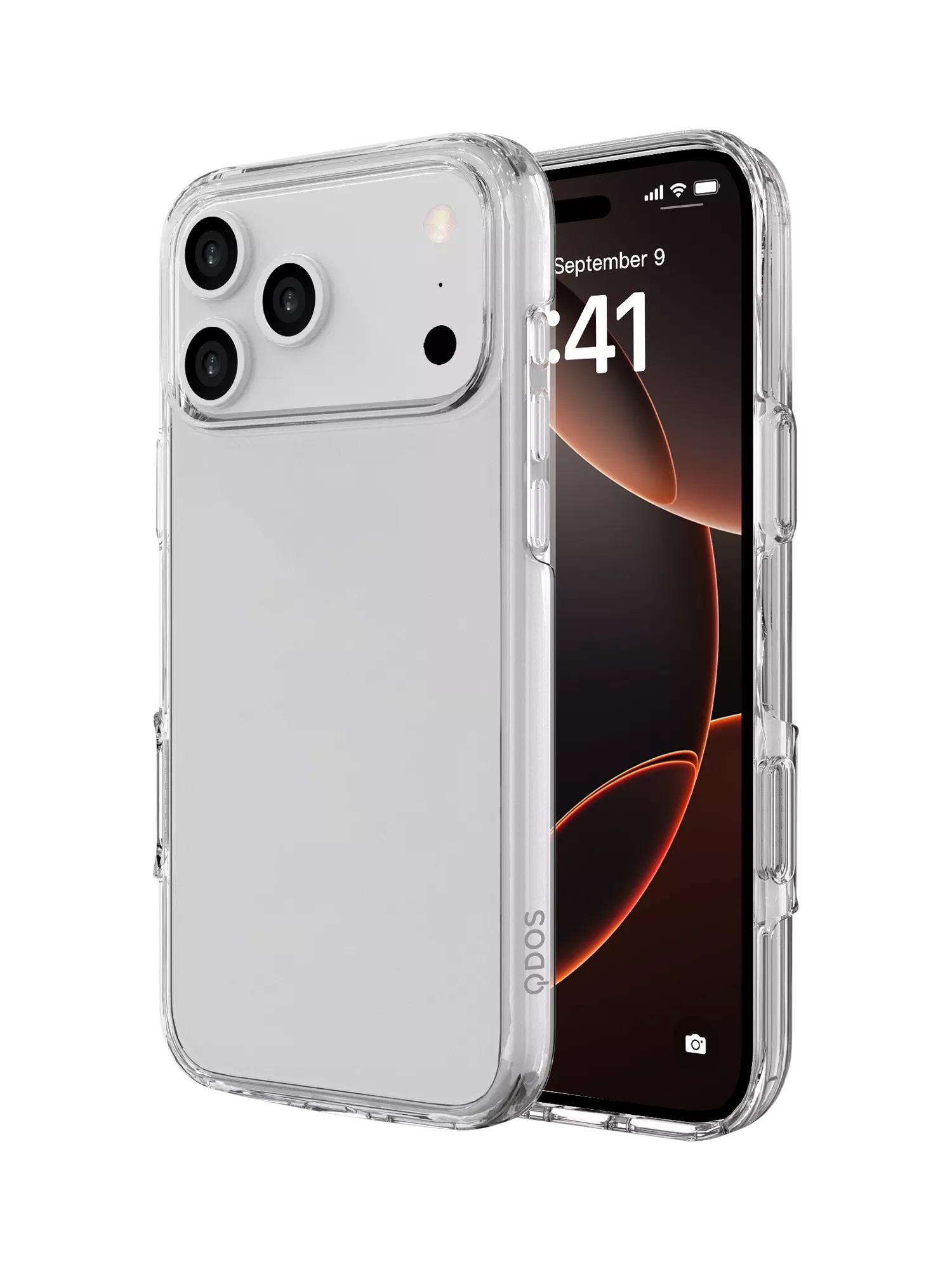 QDOS hybrid case for iPhone 17 Pro Max clear - British product