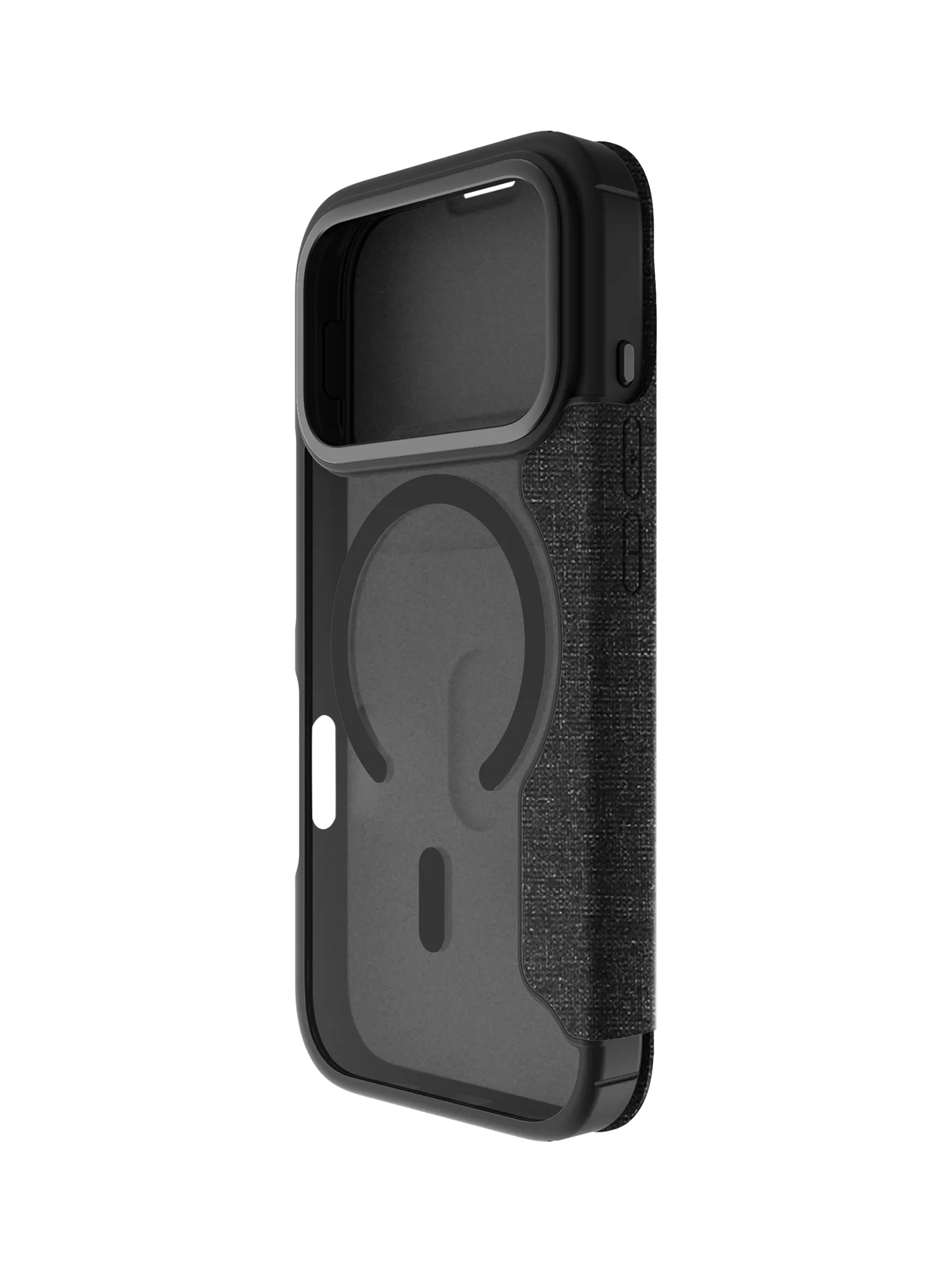 QDOS iPhone 17 Pro folio case in clear and black, UK version