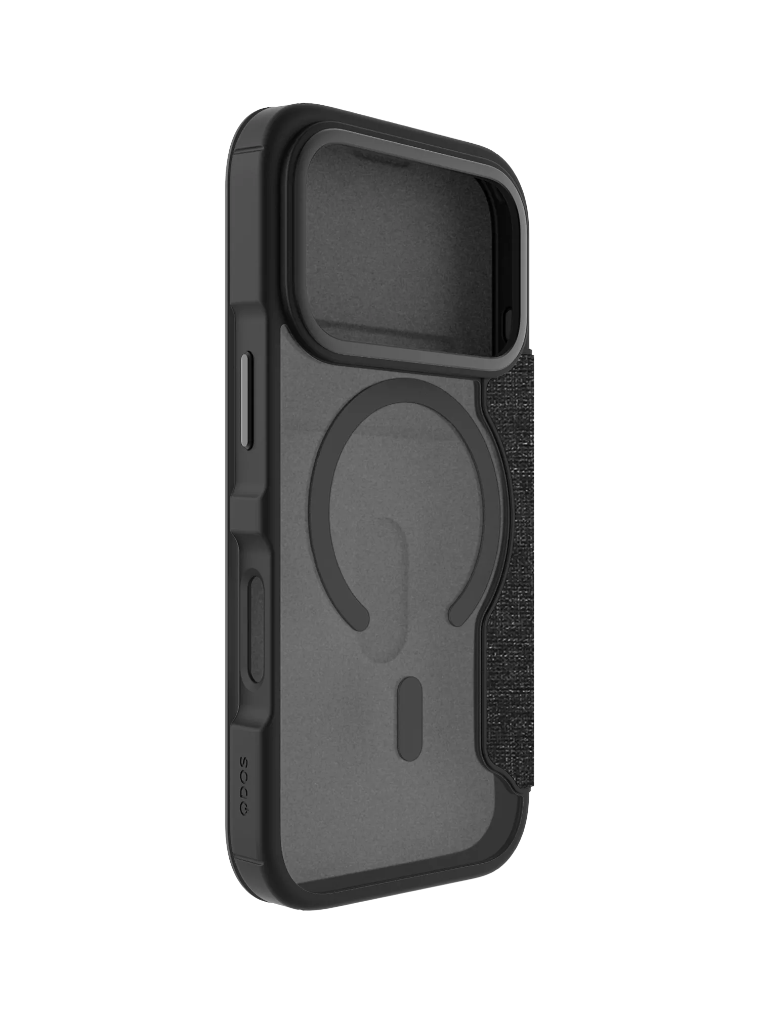 QDOS iPhone 17 Pro folio case in clear and black, UK version