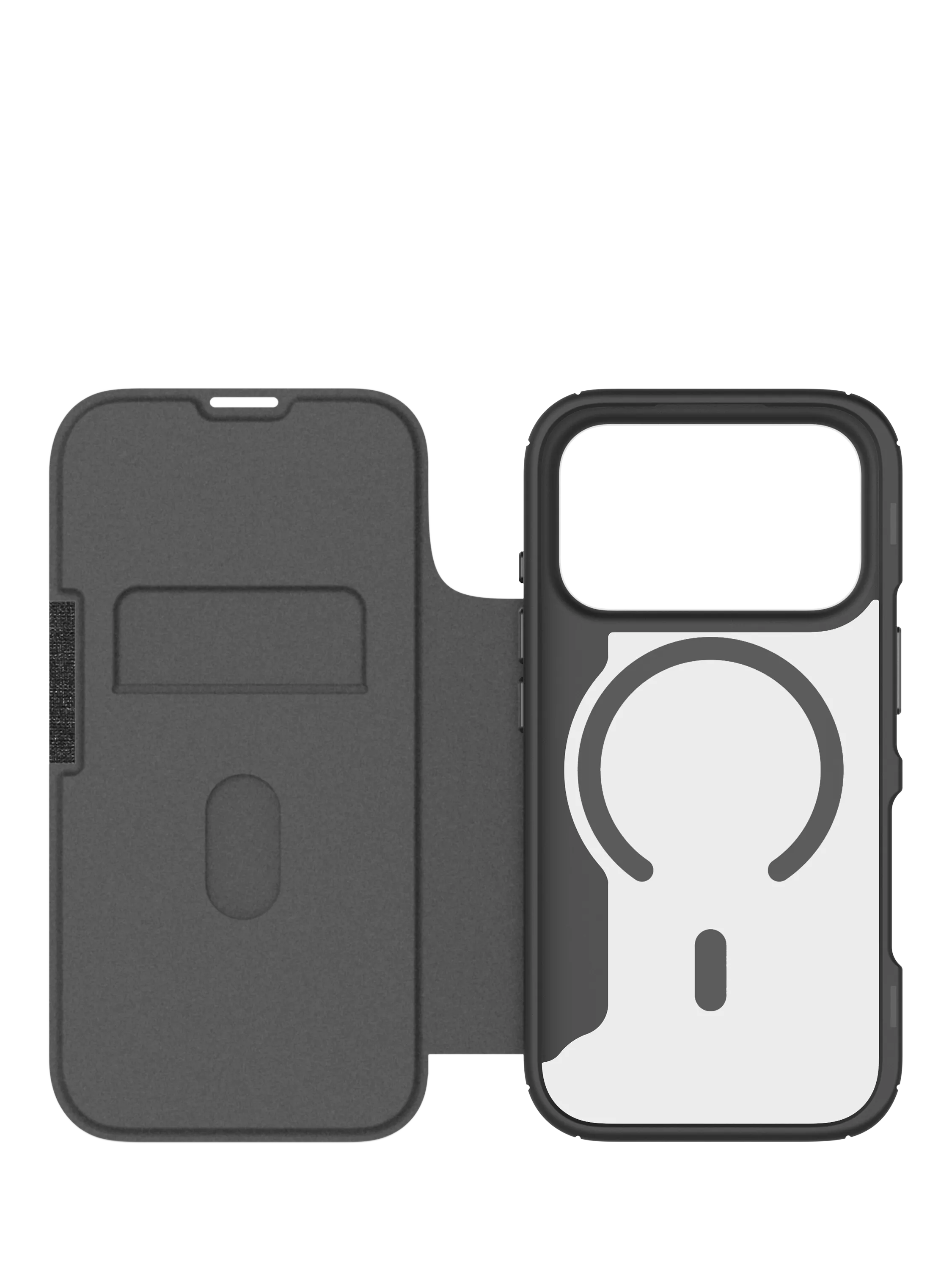QDOS iPhone 17 Pro folio case in clear and black, UK version