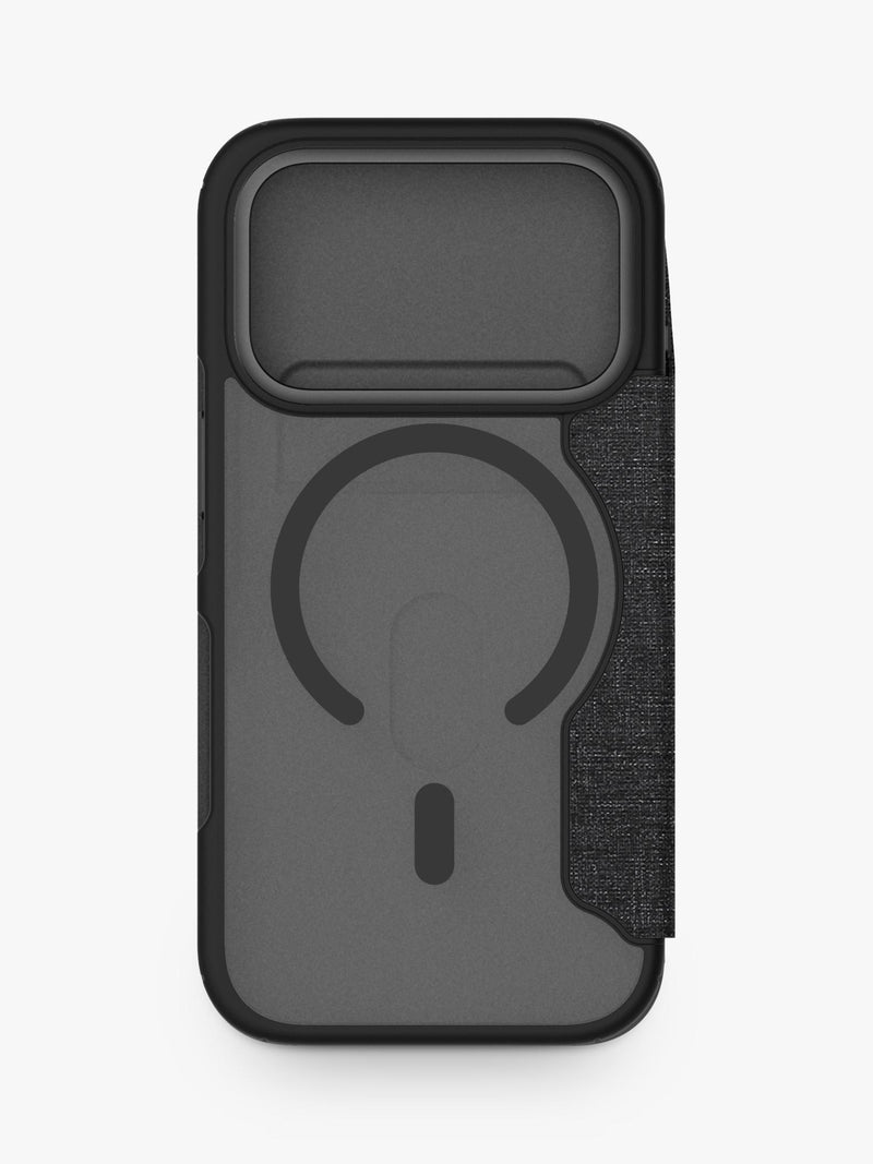 QDOS iPhone 17 Pro folio case in clear and black, UK version