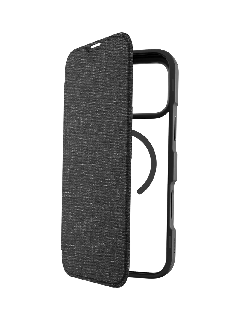 QDOS Hybrid Fold Folio Case Clear Black for iPhone 17 Pro Max, UK version