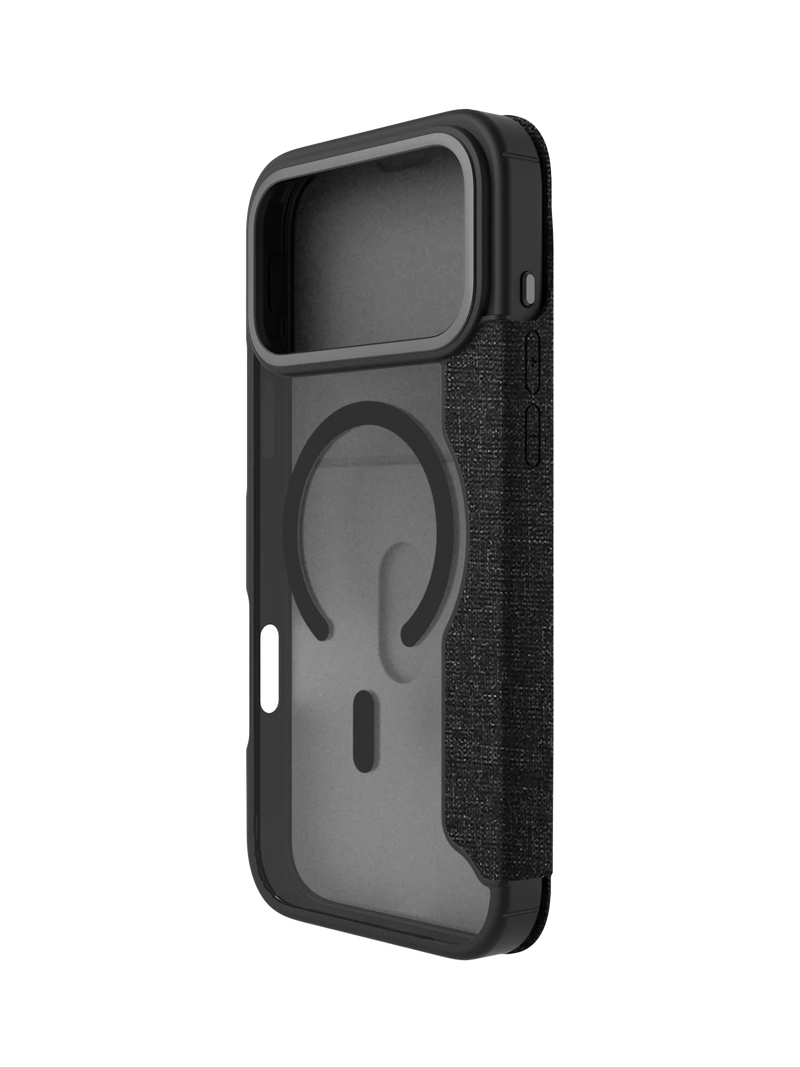 QDOS Hybrid Fold Folio Case Clear Black for iPhone 17 Pro Max, UK version