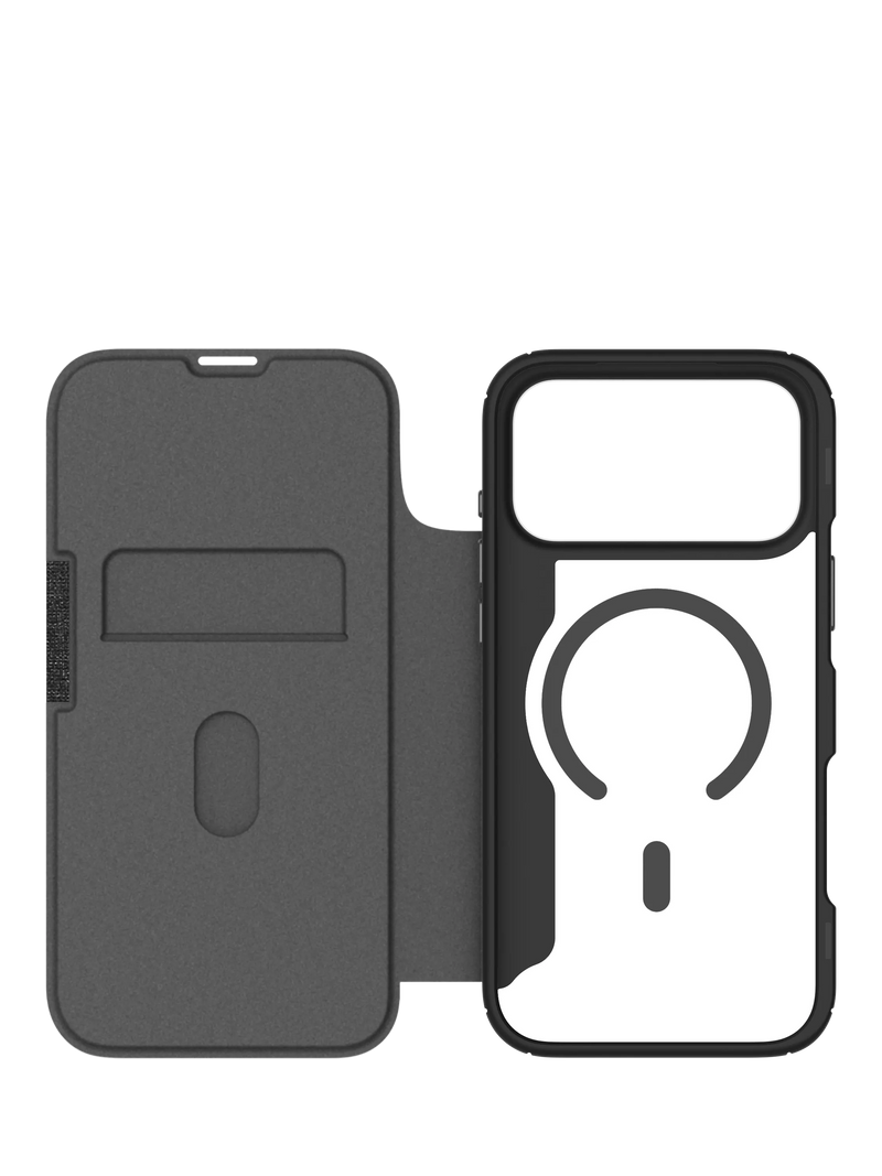 QDOS Hybrid Fold Folio Case Clear Black for iPhone 17 Pro Max, UK version
