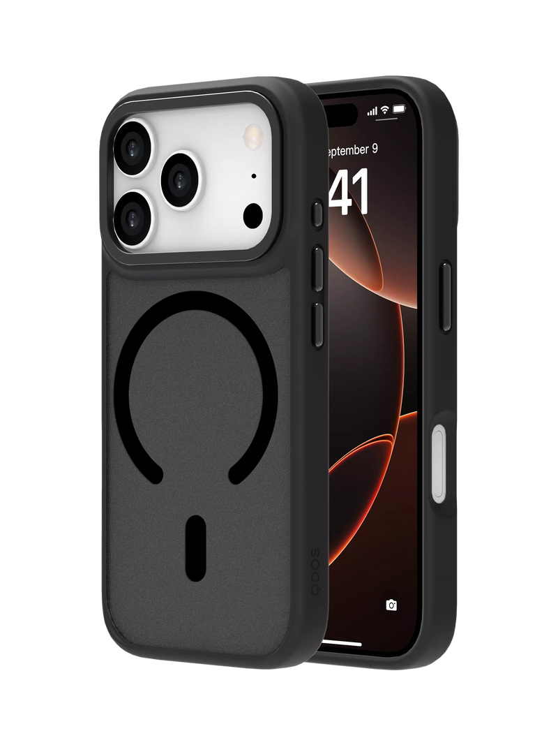 QDOS phone case for iPhone 17 Pro Black/Frosted - British product